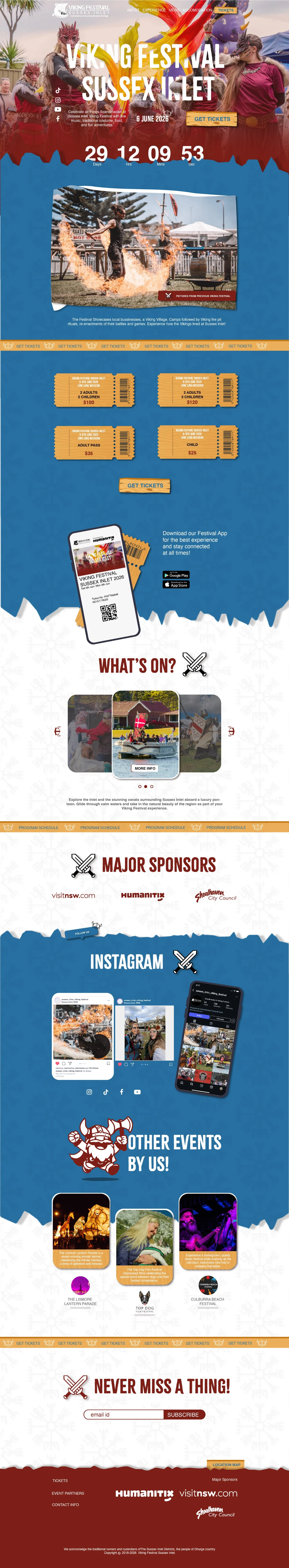 Redesigned Viking Festival homepage